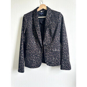 Tommy Hilfiger Women's One Button Blazer Sleeve Patch Leopard Print Size 2 $237